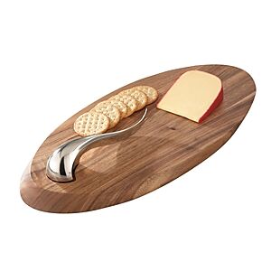 Nambe Swoop Cheese Board & Knife  - Acacia