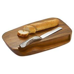 Nambe Blend Bread Board & Knife  - Brown