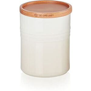 Le Creuset Stoneware Medium Storage Jar with Wooden Lid, Stoneware, 540 ml, 10 cm, Meringue, 60825547160099