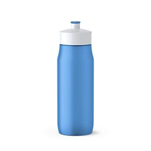Emsa 518087 Squeeze Sports Water Bottle, 0.6 Litre Capacity, BPA-Free, 100% Leak-Proof and Dishwasher Safe, Robust and Stylish, Blue/White, 6.5 x 6.5 x 21.9 cm