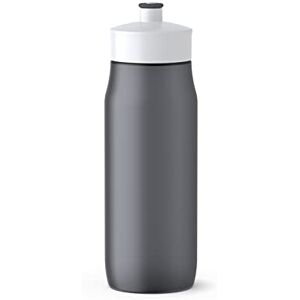 Emsa 518086 Squeeze Sports Water Bottle, 0.6 Litre Capacity, BPA-Free, 100% Leak-Proof and Dishwasher Safe, Robust and Stylish, Anthracite/White, 6.5 x 6.5 x 21.9 cm