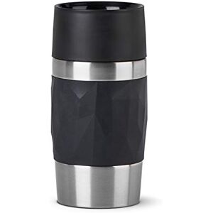 Emsa N21601 Travel Mug Compact Thermal/Insulated Mug Stainless Steel 0.3 litres 3 Hours Hot 6 Hours Cold BPA Free 100% Leak-Proof Dishwasher Safe 360° Drinking Opening Black