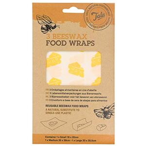 Tala Reusable Beeswax Food Wraps, Cheese Patterned Design, 3 Bags Measuring 18 x 20 cm, 25 x 28 cm and 33 x 35.5 cm