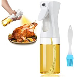 Pubiao Oil Sprayer Bottle 200ml Oil Spray Dispenser Mister Bottles with Brush Refillable Container for Kitchen Cooking Salad BBQ Baking Grilling Roasting Fryer Vinegar (White)