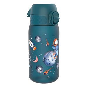 Ion8 Kids Water Bottle, 350 ml/12 oz, Leak Proof, Easy to Open, Secure Lock, Dishwasher Safe, BPA Free, Carry Handle, Hygienic Flip Cover, Easy Clean, Odour Free, Carbon Neutral, Space Travel Design