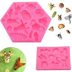 DonLeeving 2 Pcs 3D Forest Animals Silicone Fondant Cake Moulds DIY Soap Jelly Ice Cake Chocolate Sweet Moulds Silicone Baking Molds Decorating Tools