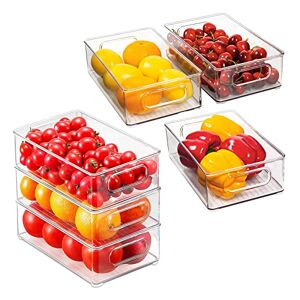 Storage Organizer Bin, FUSACONY 6 Pack Refrigerator Organiser, Clear Plastic Cupboard Organisation with Handle for Home Pantry Cabinet, Kitchen Organizing