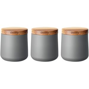 Denby Set Of 3 Grey Storage Canisters