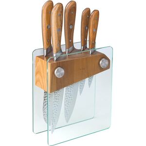 Denby Ash Wood Glass 5 Piece Knife Block Set