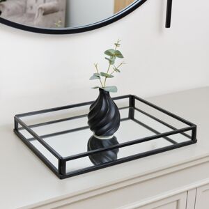 Large Black Mirrored Cocktail Tray Material: Metal, Glass