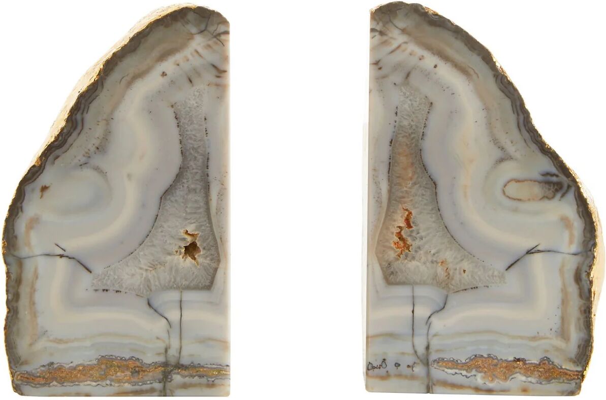 HoF Living Agate Grey & Gold Bookends - Grey & Gold