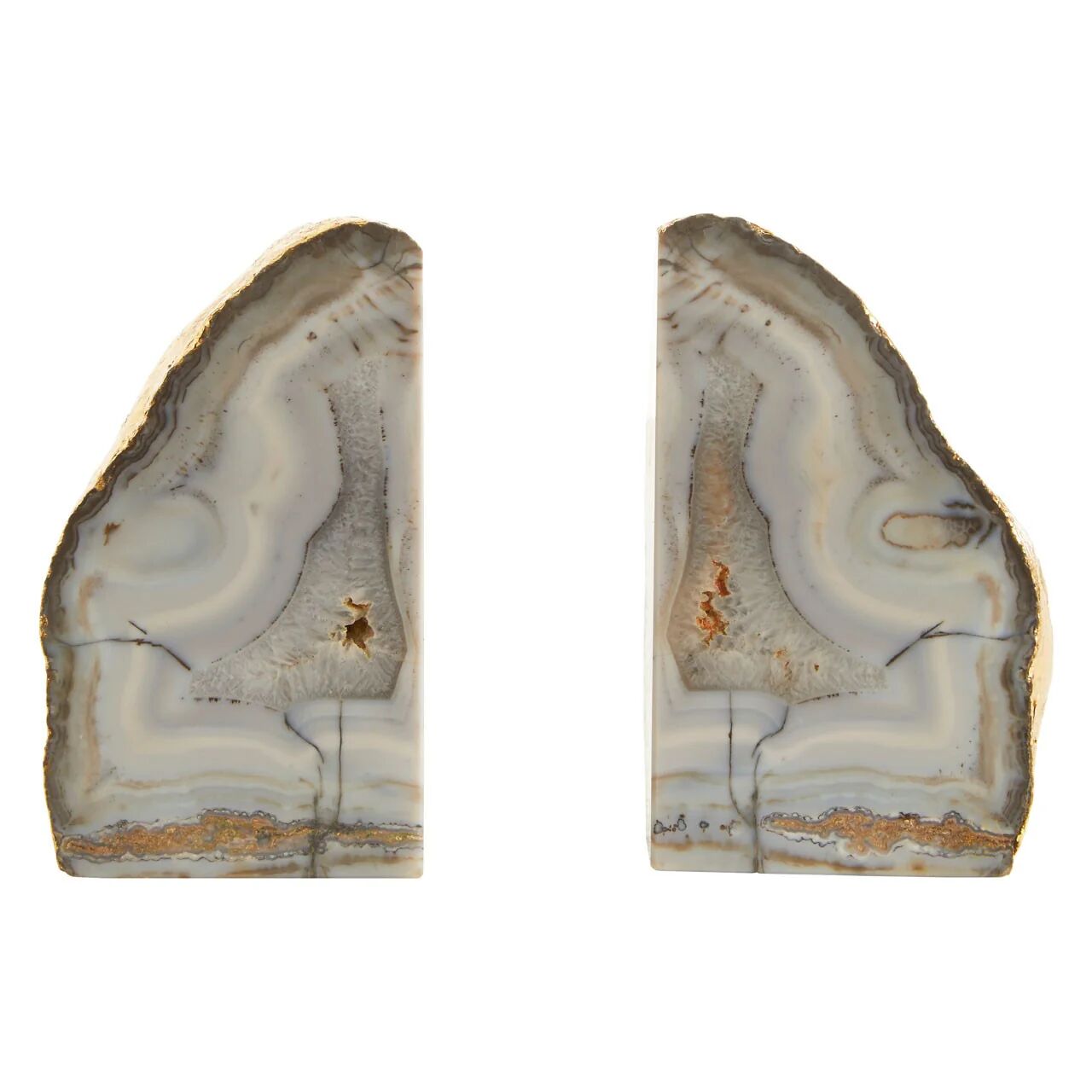 HoF Living Agate Blue & Gold Bookends - Grey & Gold