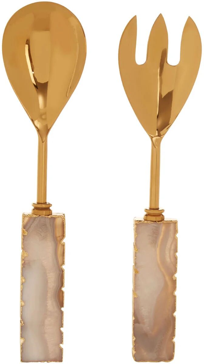 HoF Living Natural & Gold Agate Serving Set - Grey & Gold