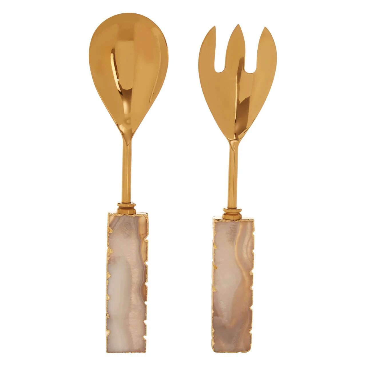 HoF Living Natural & Gold Agate Serving Set - Natural & Gold