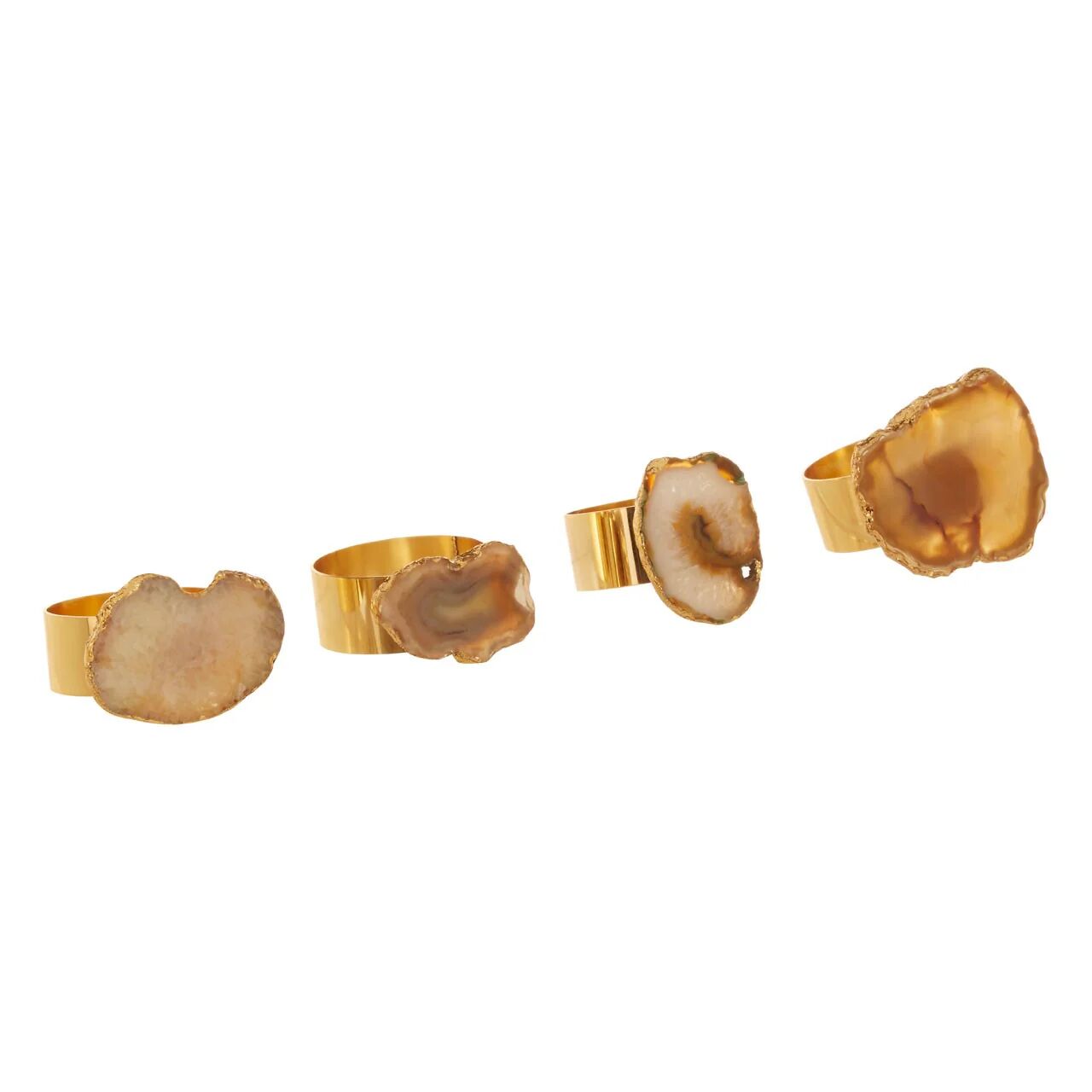 HoF Living Natural & Gold Agate Napkin Rings - Natural & Gold