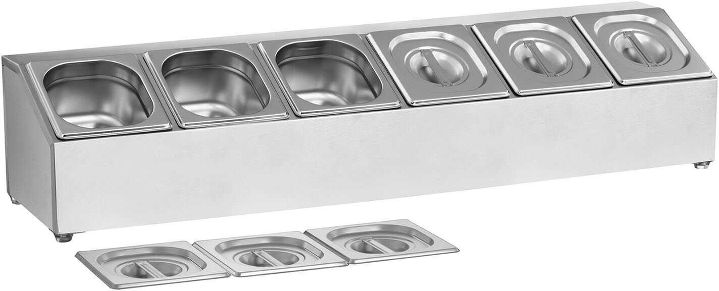 Royal Catering Gastronorm Pan Holder - Incl 6 1/6 Gastronorm Containers with Lids RCPN 6