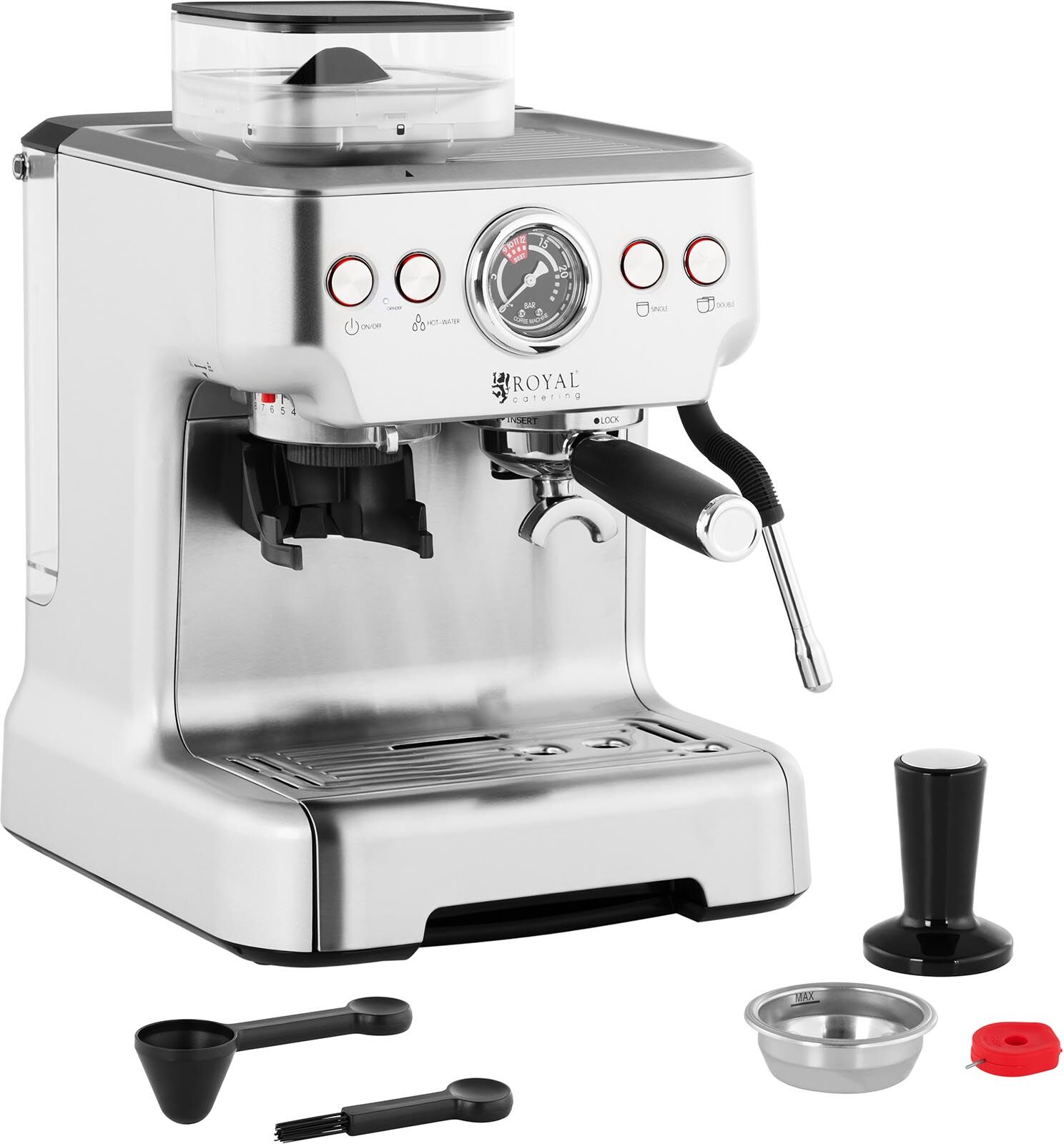 Royal Catering Espresso Machine - 20 bar - LCD - 2.5 L water tank RC-BCPM01