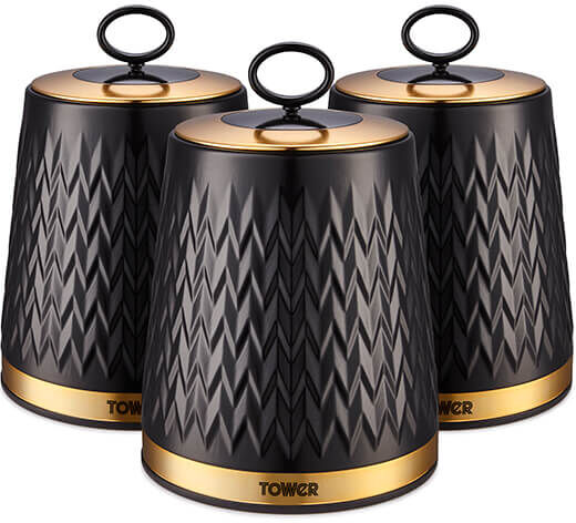 Tower Empire Set of 3 Canisters Black