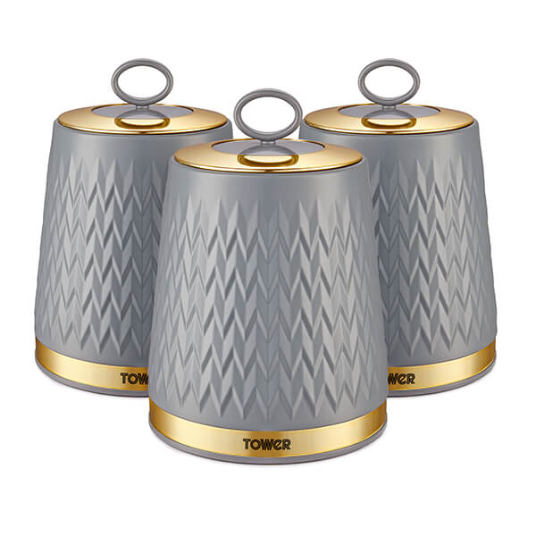 Tower Empire Set of 3 Canisters Grey