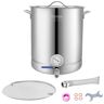 VEVOR Stainless Steel Kettle, 16 GALLON Brewing Pot, Tri Ply Bottom for Beer, Brew Kettle Pot, Home Brewing Supplies Includes Lid, Handle, Thermometer, Ball Valve Spigot, Filter, Filter Tray