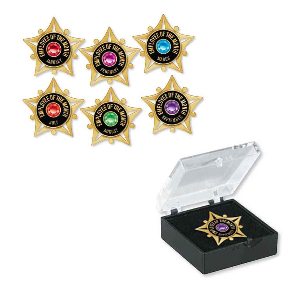 Positive Promotions Employee Of The Month Lapel Pin Set - Pack of 12