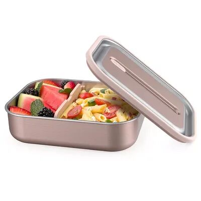 Neutral Bentgo Stainless Leak-Proof Bento-Style Lunch Box with Removable Divider, Pink