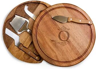 Toscana Monogram Acacia Circo Cheese Cutting Board & Tools Set, Brown