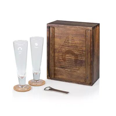 Legacy Star Wars Han & Leia Beverage Glass Gift Set with Acacia Wood Storage Case by Legacy, Brown