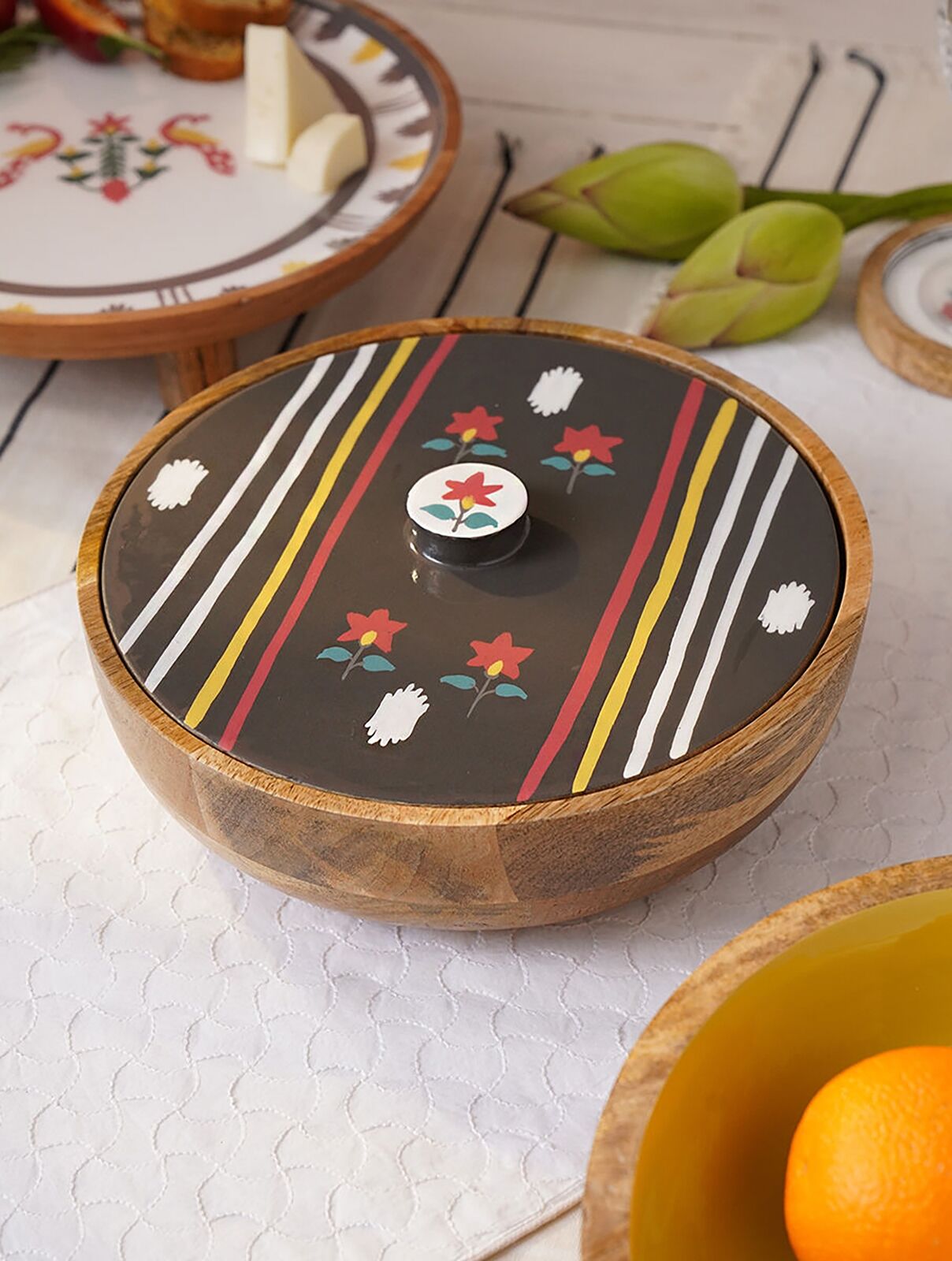 Jaypore Handpainted Wooden Storage Box With Lid