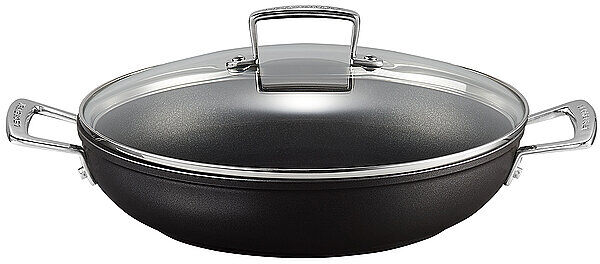 LE CREUSET Aluminium-Antihaft Profipfanne mit Glasdeckel 28cm Schwarz schwarz   51107280010502