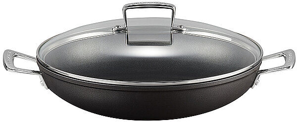 LE CREUSET Aluminium-Antihaft Profipfanne mit Glasdeckel 30cm Schwarz schwarz   51107300010502