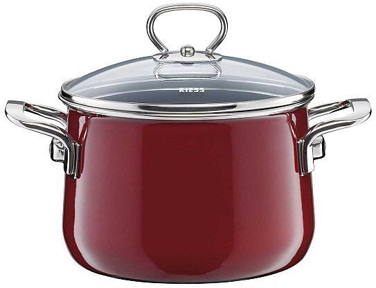 RIESS Fleischtopf mit Glasdeckel "Rosso" 20cm/4l rot   0703-8