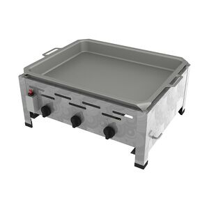 ChattenGlut Professional Gastrobräter 3-flammig Tischgerät 10,8 kW mit Gewerberegler und SBS 650x530x270mm mit Pfanne