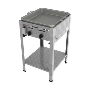 ChattenGlut Professional Gastrobräter 2-flammig Standgerät 9,0 kW mit Gewerberegler und SBS 480x530x800mm mit Pfanne