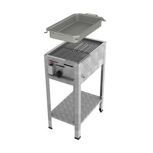 ChattenGlut Professional Gastrobräter 1-flammig Standgerät 4,5 kW mit Gewerberegler und SBS 340x530x800mm mit Rost und Pfanne