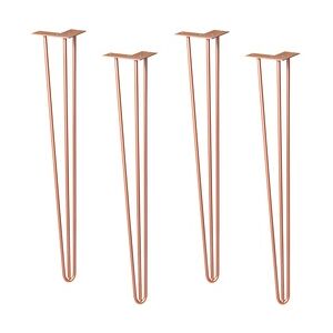 WAGNER Möbelbeine HAIRPIN LEGS Retro 4tlg. Set - 12 x 12 x 71 cm, Stahl, kupfer, Bein schräg&Anschraubplatte - 12827404