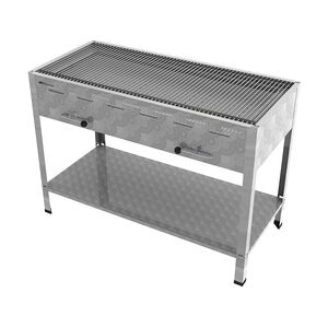 ChattenGlut Professional 6er Holzkohle Bräter Standgerät Grill mit Einzelne Edelstahlstäbe als Rost 1140x530x800mm