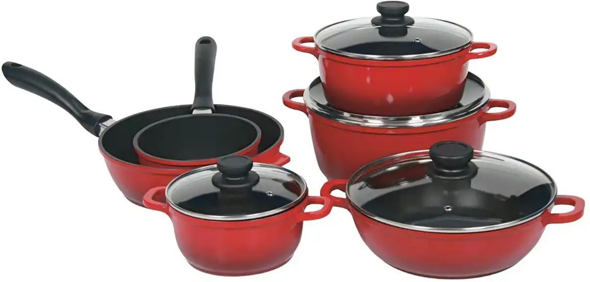 KHG Topfset, 6-teilig  Calypso ¦ rot ¦ Aluminium-Guss