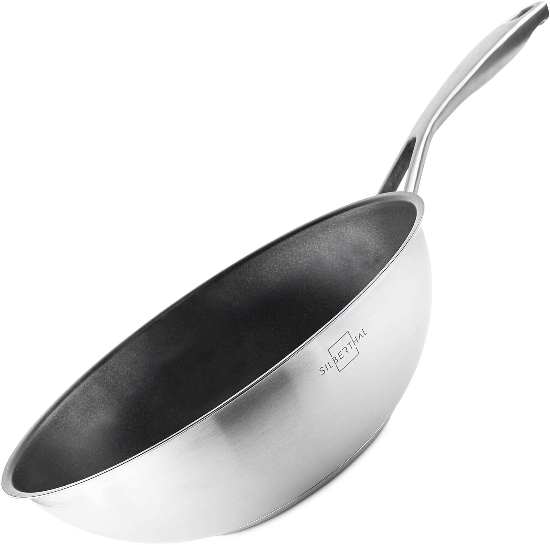 Silberthal Wokpfanne Induktion 28 Cm - Edelstahl Wok Mit Anti-Haftbeschichtung - - Wie Neu Silber Wokpfanne 28cm