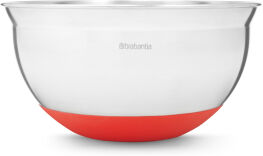 Brabantia International B.V. Brabantia Rührschüssel, 1,6 Liter, Edelstahlschüssel mit farbigem Silikongummi Boden, Farbe: Red