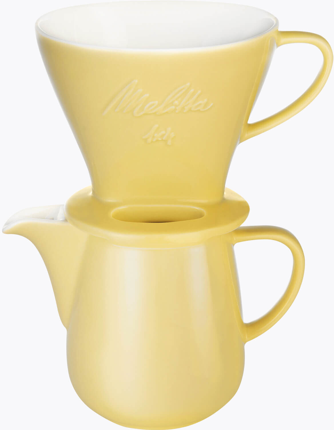 Melitta® Bundle Kaffeefilter Porzellan 1x4 + Kaffeekanne 0,6l Gelb