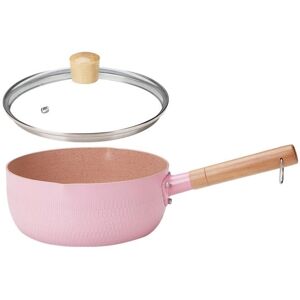 shopnbutik 20cm With Cover Boil Instant Noodles Non-Stick Pan Baby Food Supplement Pan Maifan Stone Small Milk Pot(Pink)