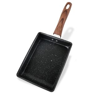 shopnbutik JBY-6658 Small Frying Pan Tamagoyaki Pan Maifanshi Non-Stick Frying Pan Square Omelette Pan,Size: Small (Imitation Wood Grain Handle)