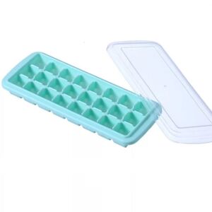 shopnbutik Creative 24 Grid Silicone Ice Tray Home Large Ice Cube Mold Ice Box with Lid(Mint Green)