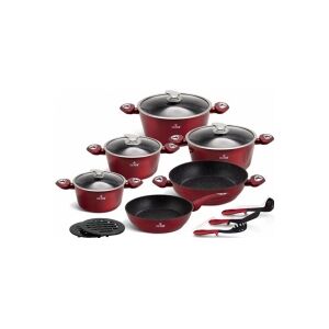 Zilner POTS WITH GRANITE COATING SET 15 ELEMENTS. ZILNER CHERRY RED ZL-8516