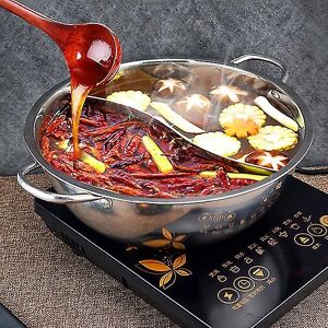 Rustfrit stål Gryde Hotpot Induktionskomfur Gaskomfur Kompatibel Gryde Hjemmekøkken36cm36cm 36cm