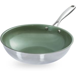 Just Vegan wokpande ECO CeraVegan 28 cm rustfrit stål grøn