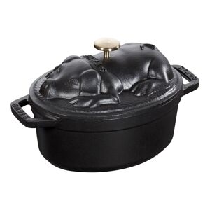 Staub La Cocotte Svinelåg 17 cm / 1 l, Oval, Sort, Støbejern