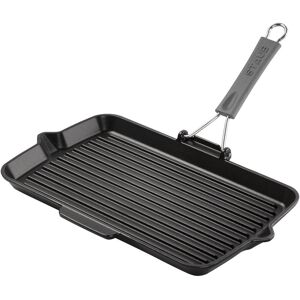 Staub Grillpander Grillpande Med hældetud 34 cm, Støbejern, Sort