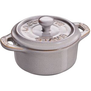 Staub Ceramique Mini Cocotte 10 cm, Rund, Antikgrå, Keramisk